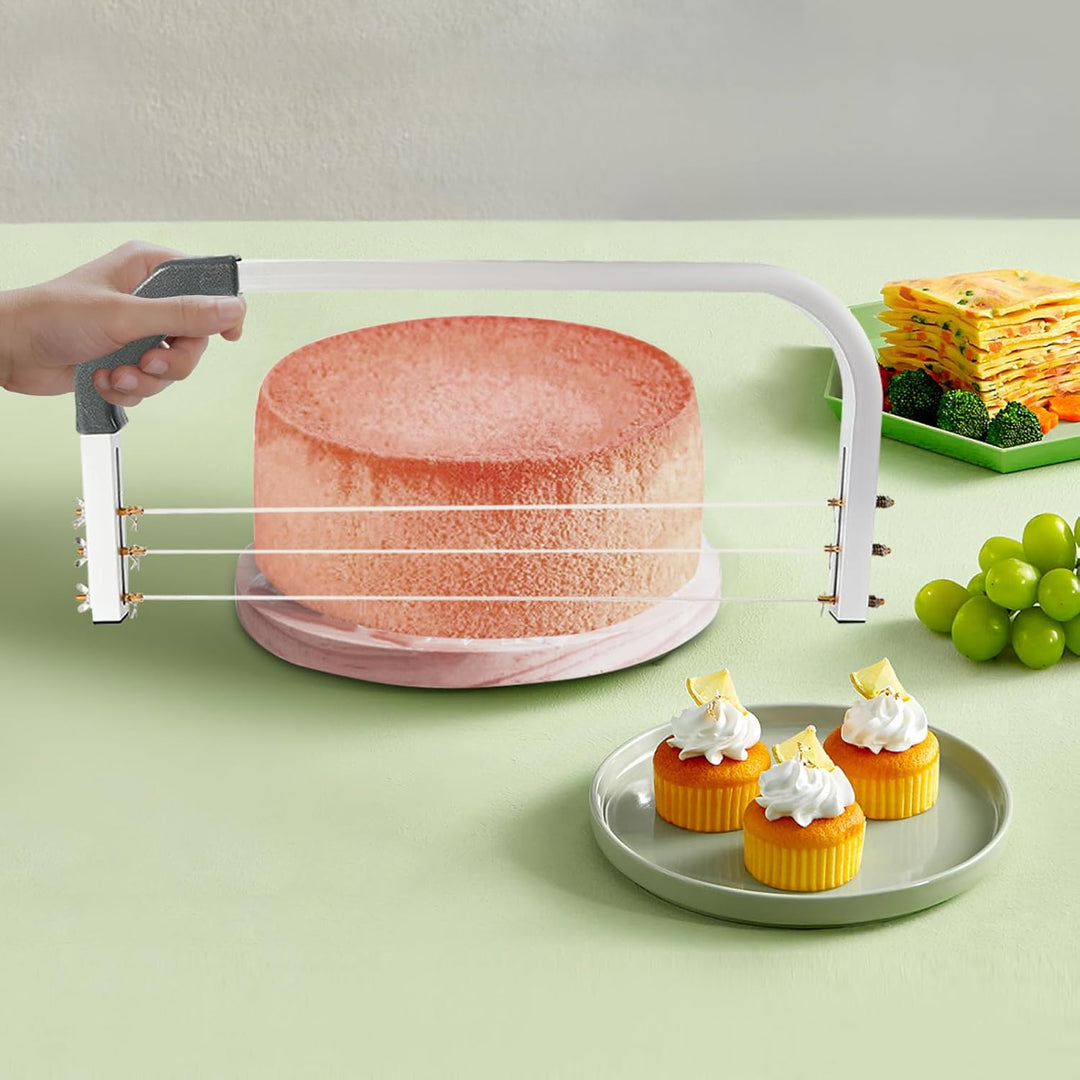 3-Draht Torten-Teiler & Leveler – Höhenverstellbarer Kuchenschneider mit 3 Edelstahl-Drähten (0,39–9