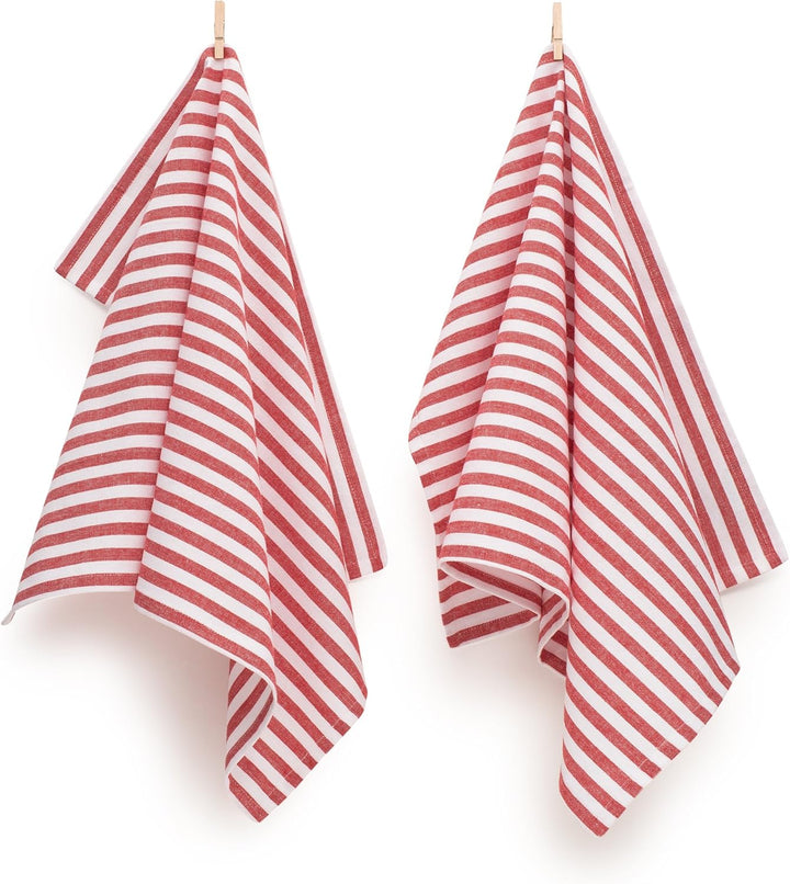 FILU Geschirrhandtücher 8er Pack Rot/Weiss gestreift (Farbe und Design wählbar) 45 x 70 cm - hochwer