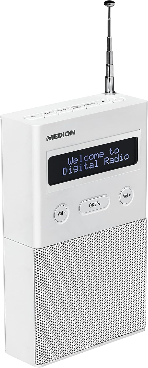 MEDION P65715 DAB+ Steckdosenradio mit Bluetooth, 20 Watt, 30 Senderspeicher, DAB+/PLL UKW, Schlumme