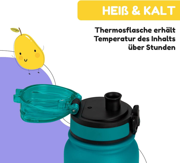 schmatzfatz Thermosflasche, Trinkflasche Kinder Auslaufsicher, 550ml Edelstahl-Trinkflasche Thermo f