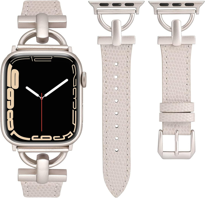 wearlizer LederArmband Kompatibel mit Apple Watch Armband 41mm 38mm 40mm Frauen, Echtesleder Armband