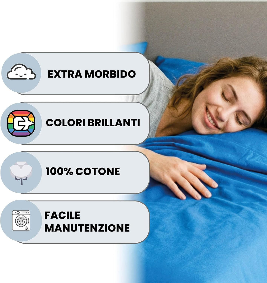 Italian Bed Linen maxcolor Bettwäsche Blau 240 x 300 cm Blau, 240 x 300 cm Blau