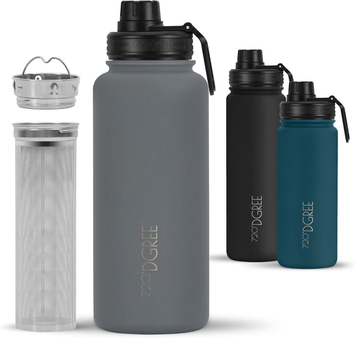 720°DGREE Edelstahl Thermo Trinkflasche 950ml “noLimit” +Früchtebehälter - Auslaufsicher, Kohlensäur