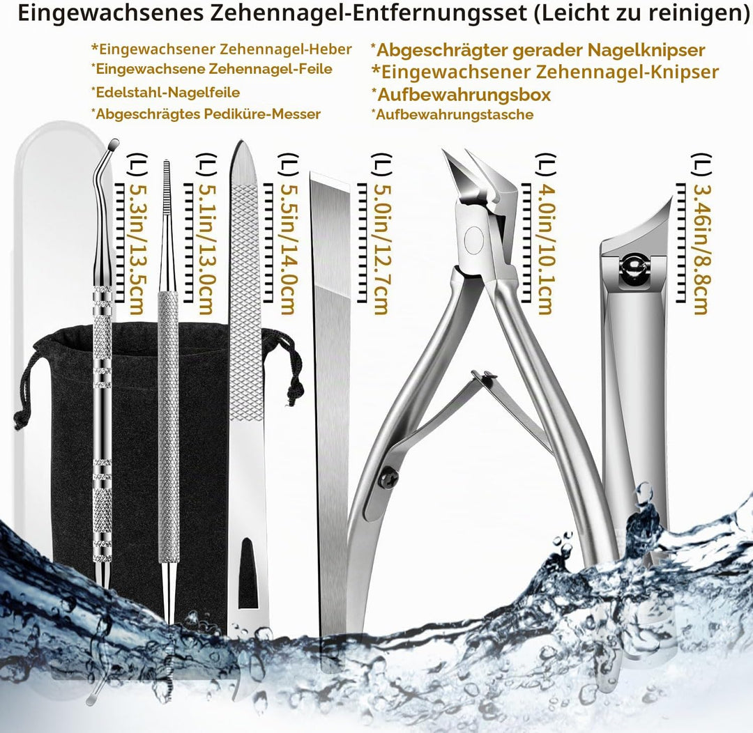EBEWANLI Set zum Entfernen eingewachsener Zehennägel, 6-teilig Silber, Silber