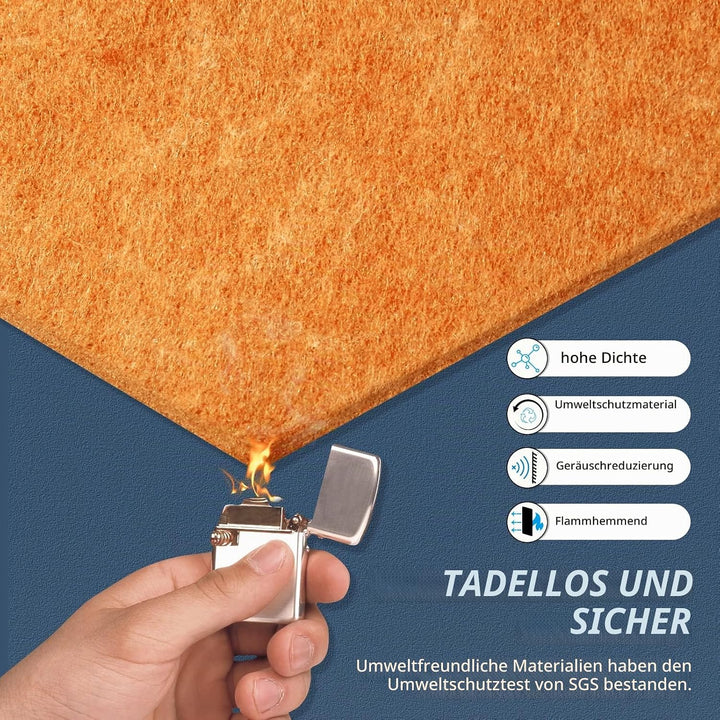 Quadratische Akustikplatten selbstklebend 12 Stück I Schallabsorber Schallschutz mit hoher Dichte fü