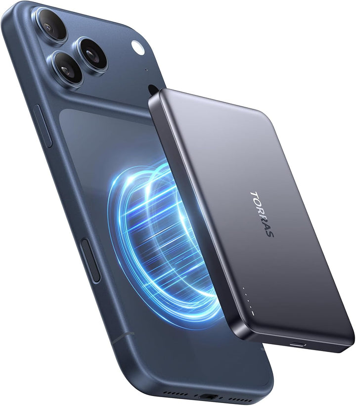 TORRAS MiniMag für MagSafe Powerbank 10000mAh, Wireless Power Bank Schnelles Laden, handlich Magneti