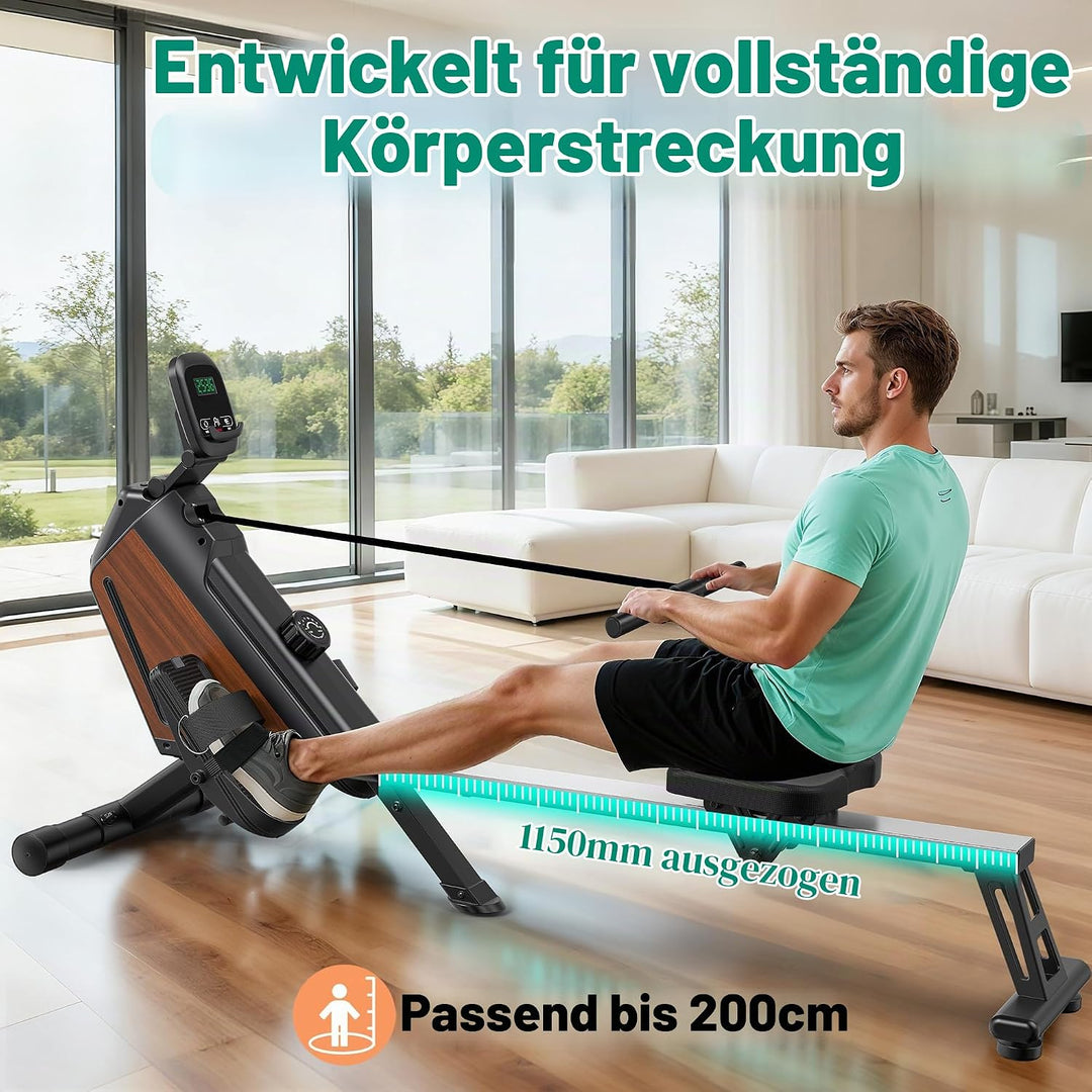 Magnetisches Rudergerät für Zuhause - 16 Stufen Widerstand (, Holzmaserung