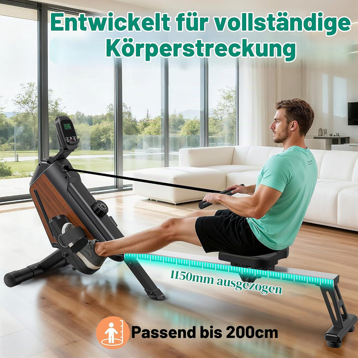 Magnetisches Rudergerät für Zuhause - 16 Stufen Widerstand (, Holzmaserung
