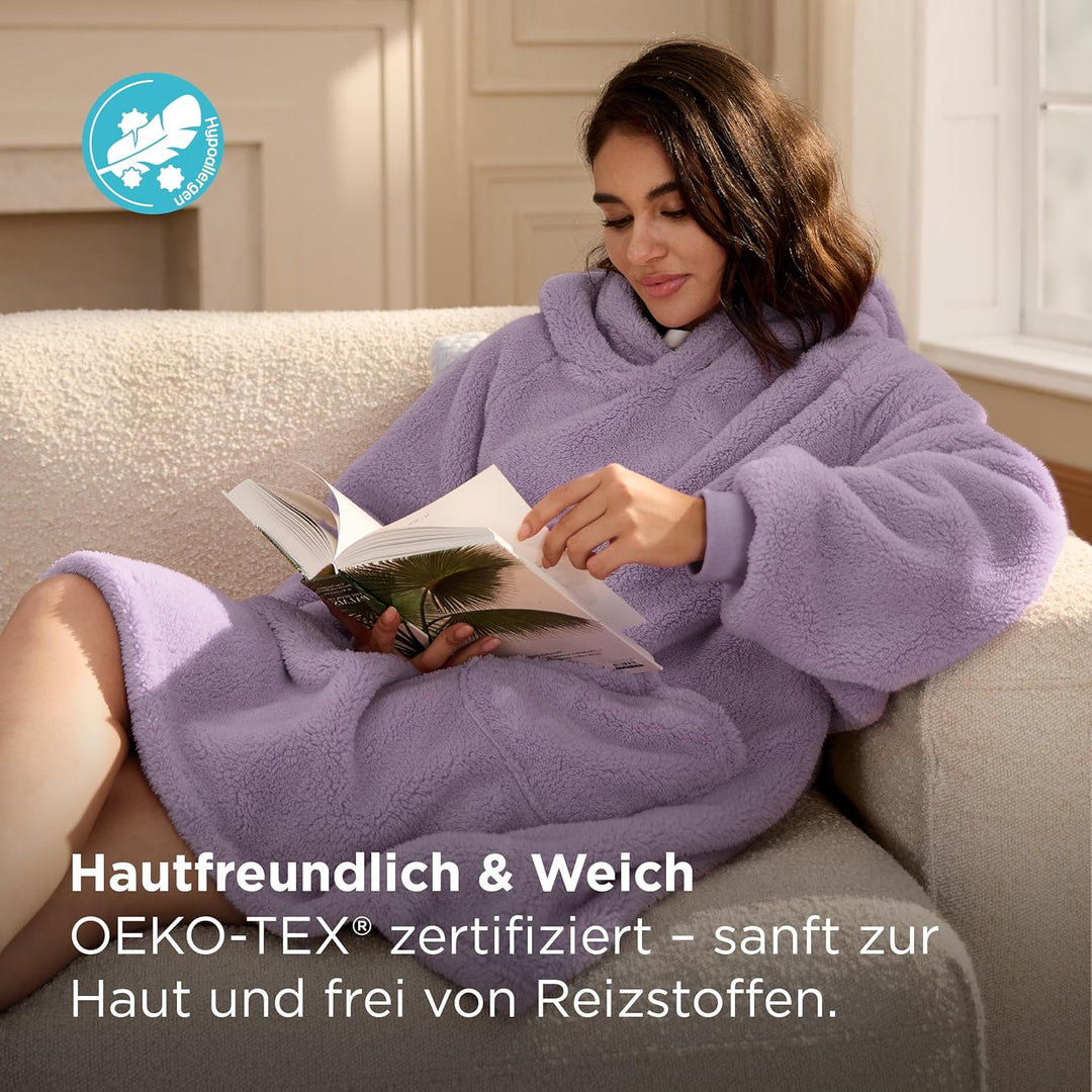BEDSURE Hoodie Decke mit Ärmeln Kuschelpullover - Tragbare Decke zum Anziehen Erwachsene Lavendel, W