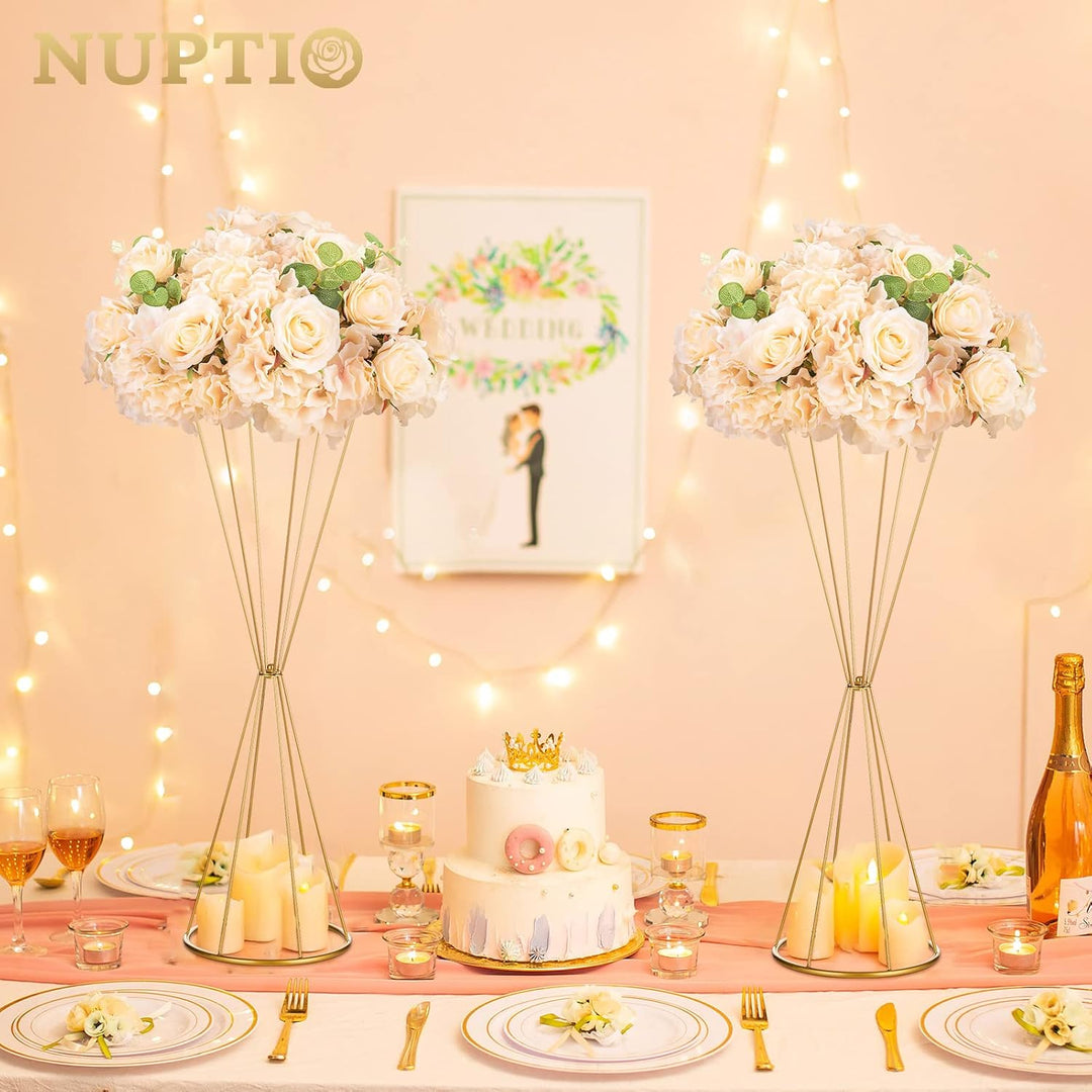 NUPTIO Gold Hochzeit Tafelaufsätze für Tische: 68cm Hoch Metall Blume Trompete Vase 2 Stück Blume St