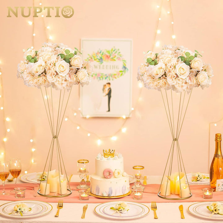 NUPTIO Gold Hochzeit Tafelaufsätze für Tische: 68cm Hoch Metall Blume Trompete Vase 2 Stück Blume St