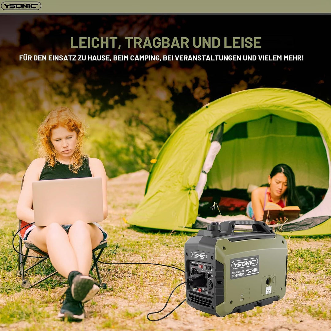 YSONIC 2000 Watt Wechselstrom-Generator Inverter mit 2x USB, 230 V Steckdose - 58dB leiser leichter