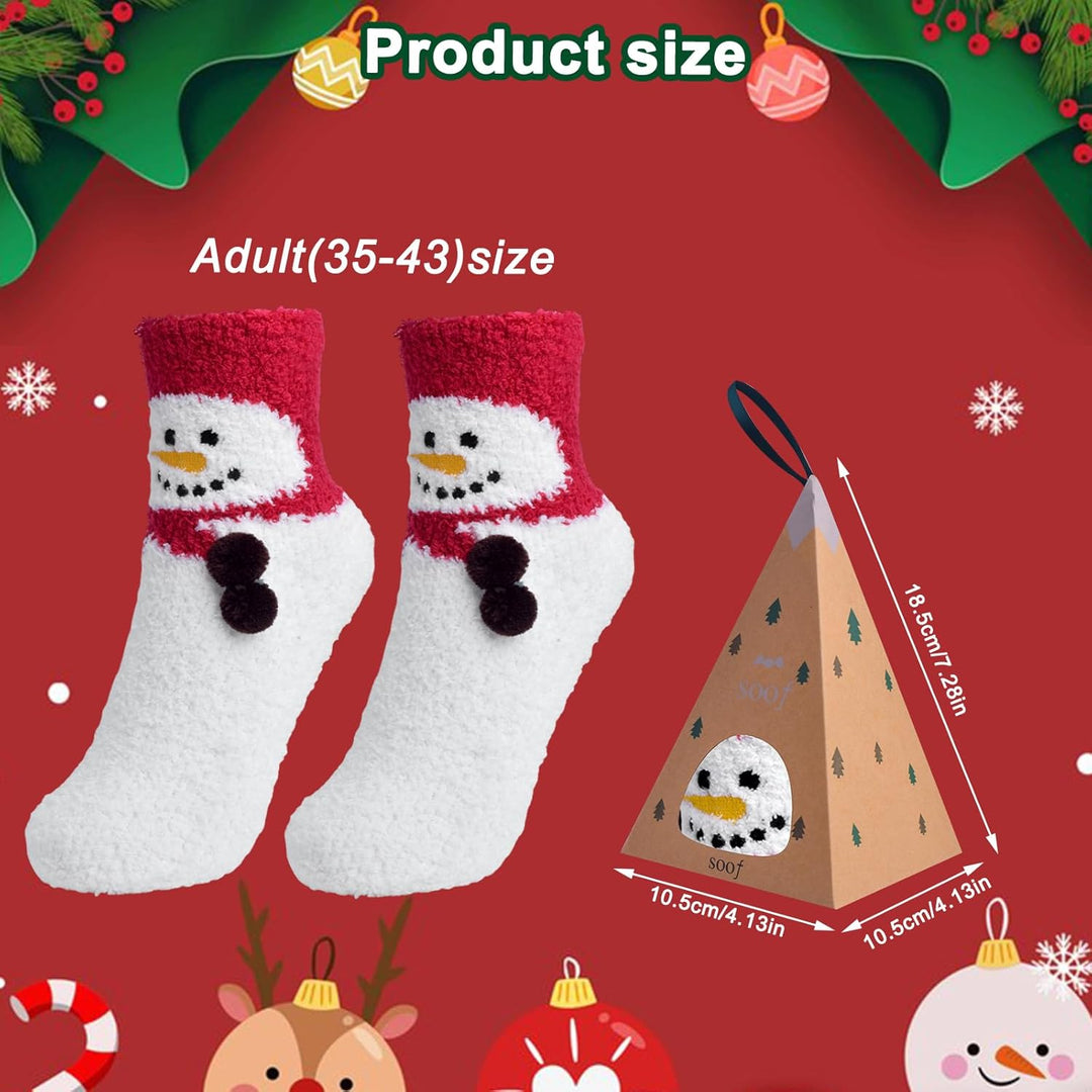 CZMAO 5 Paar Weihnachtssocken mit Geschenkbox, Weihnachten Socken, Weihnachtsmotiv Warm Festlicher B