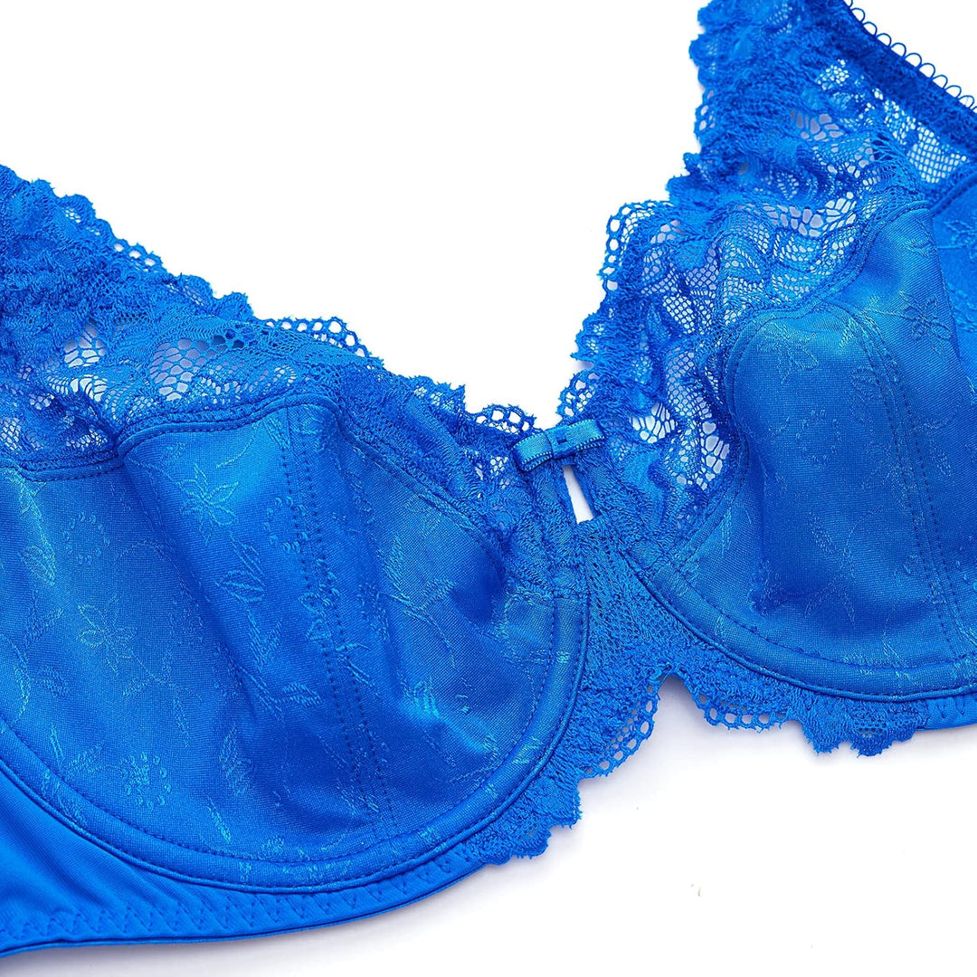 DELIMIRA Damen Minimizer BH ohne Einlagen mit Spitze mit Bügel Grosse Grössen 75H Himmelblau, 75H Hi