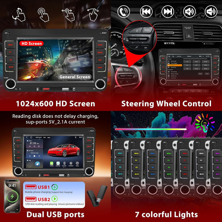 WERESOUND Autoradio für VW Golf 5 6 Passat Polo Tiguan Touran EOS Skoda, 7 Zoll Touchscreen Auto Rad