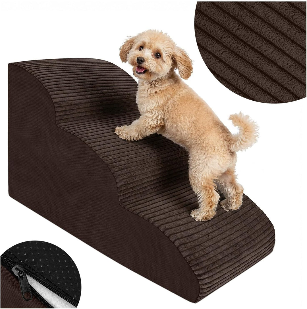 Hundetreppe 3 Stufen - 60 x 30 x 40 cm - rutschfest Weich für Kleine Hunde Haustiertreppe Stabil Sic