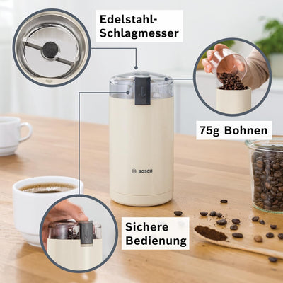 Bosch Hausgeräte TSM6A017C Kaffeemühle, Kunststoff, Creme Creme Single