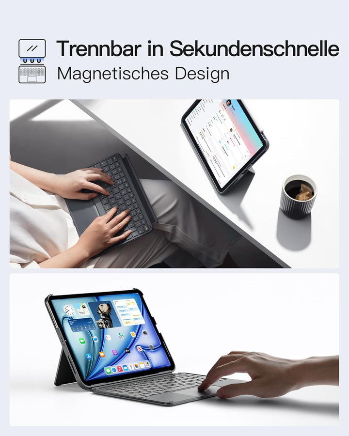 Inateck Hülle mit Tastatur, Ultraleichte Tastatur für iPad 10 Generation, iPad Air 6 11 Zoll 2024, i