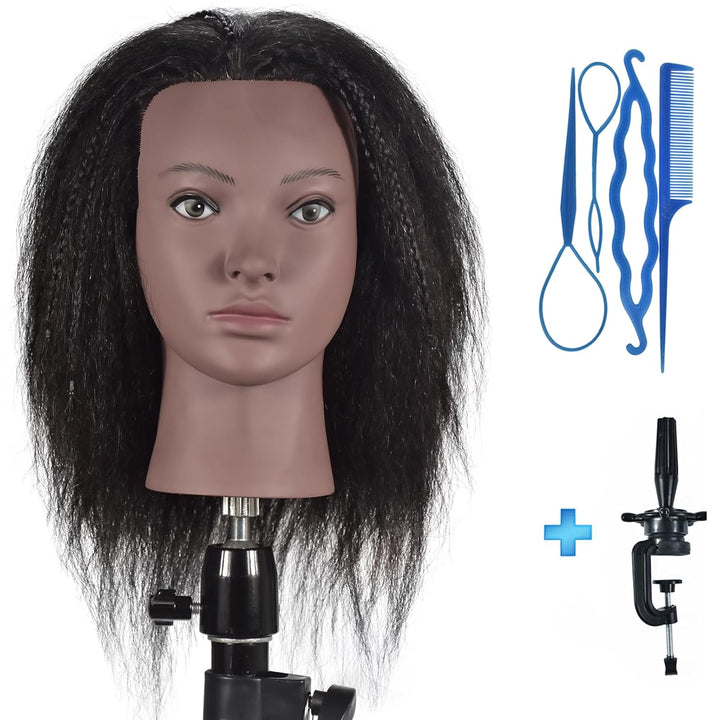 RUISIMEI Ausbildung Kopf 100% echtes Haar Kosmetologie Schaufensterpuppe Kopf Manikin Puppe Kopf (Cl