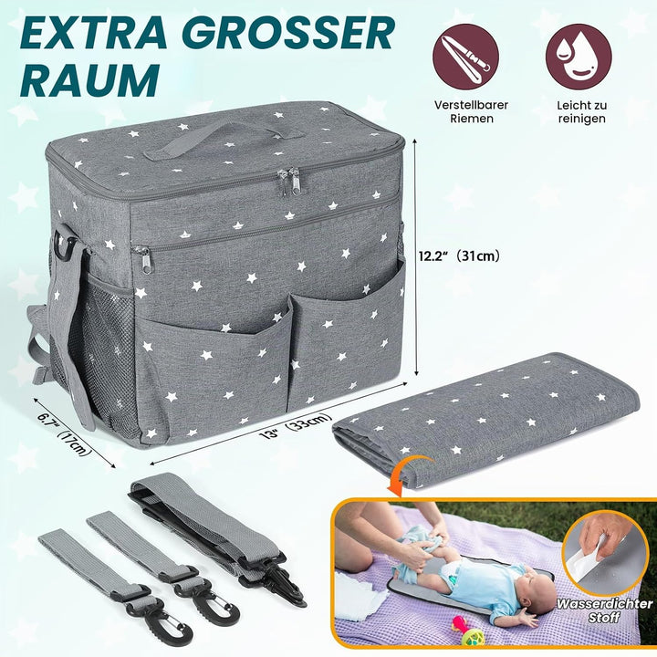 Orzbow Kinderwagen Organizer Gross,22 L Grosser Wickeltasche Organizer mit Getränkehaltern, Schulter