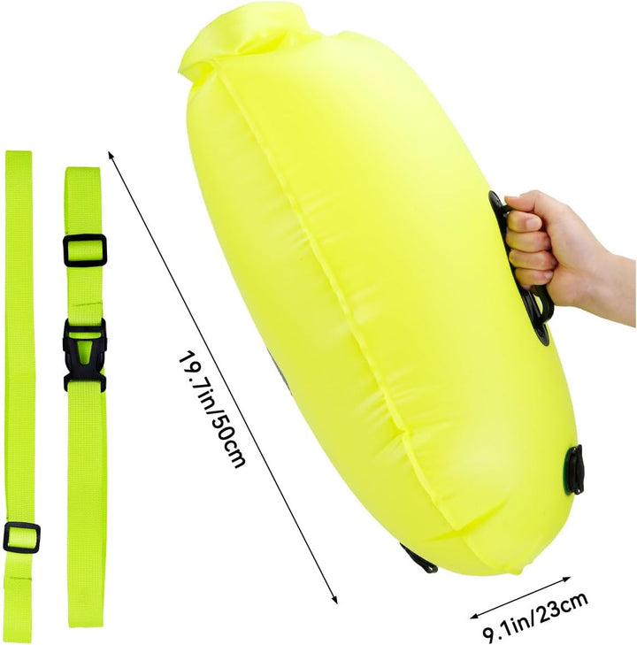 28L Schwimmboje Trockensack mit Doppelairbag, Aufblasbare Schleppschwimmer Boje für Erwachsene Freiw