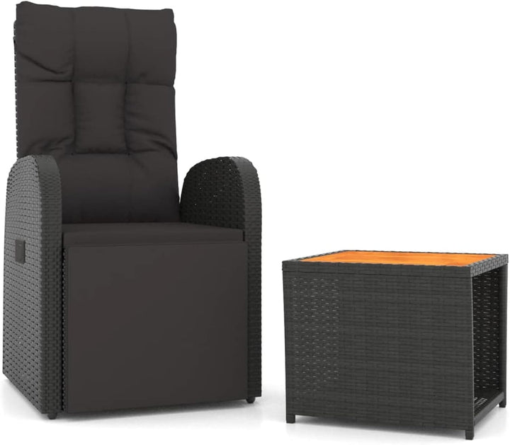 Yolola Rattanmöbel mit Sessel mit Liegefunktion ausgestattet und Beistelltisch, Polyrattan Gartenmöb