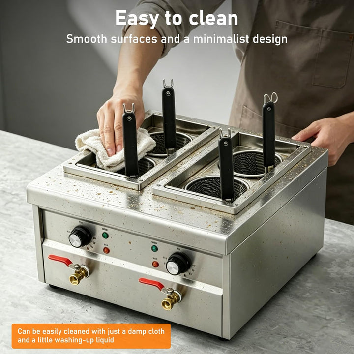 2KW Nudelkocher mit 4 Körben, Nudelkocher Pastakocher aus Edelstahl Pastakocher Pasta Station, Tempe