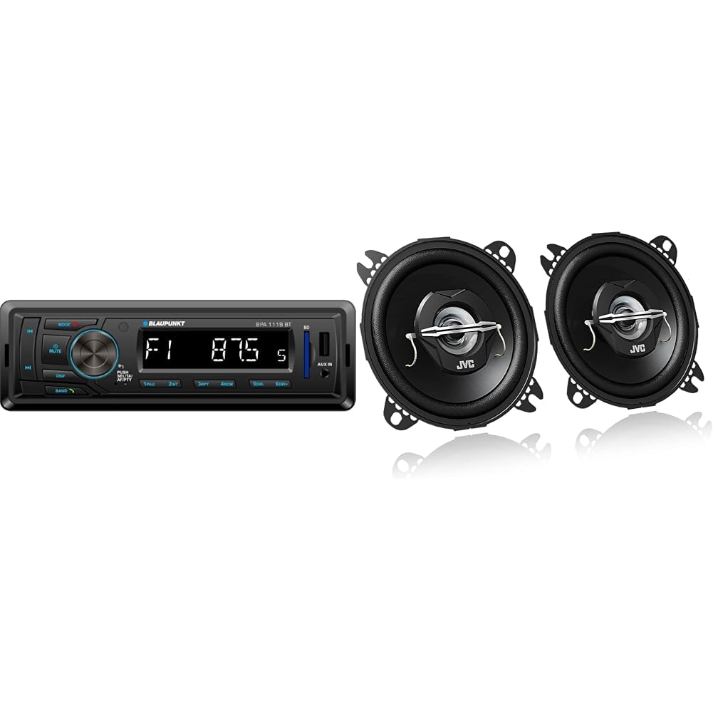 Blaupunkt BPA1119BT Autoradio, 1 DIN, Bluetooth, USB, Schwarz &amp; JVC CS-J420X 10 cm 2-Wege-Koaxial-La