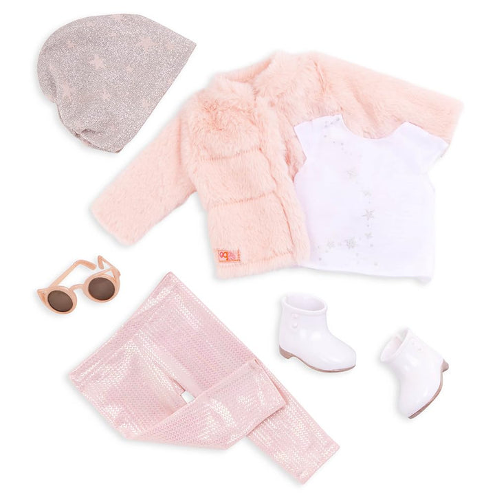 Our Generation - Ausgefallen und pelzig - Rosa Kunstpelz-Mantel-Outfit - Mode-Accessoires - 46 cm Pu