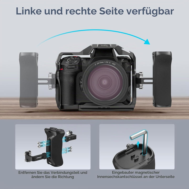 SMALLRIG 1/4" Seitengriff für Kamerakäfige, Aluminium Side Handle mit integriertem 1/4"-20 Gewindelo