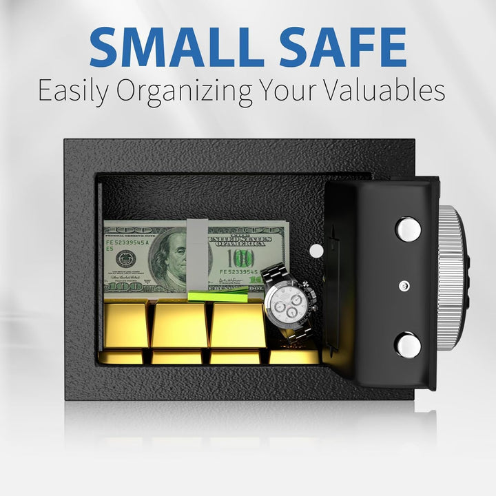WASJOYE Mini Safe Tresor MöBeltresor Klein, Tresor mit Schlüssel, Kinder mit Zahlenschloss,Elektroni