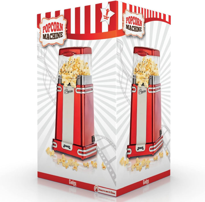 Gadgy Popcornmaschine Heissluft - Retro Popcorn Maker - Popcorn Maschine für Fettfreies Ölfreies Pop