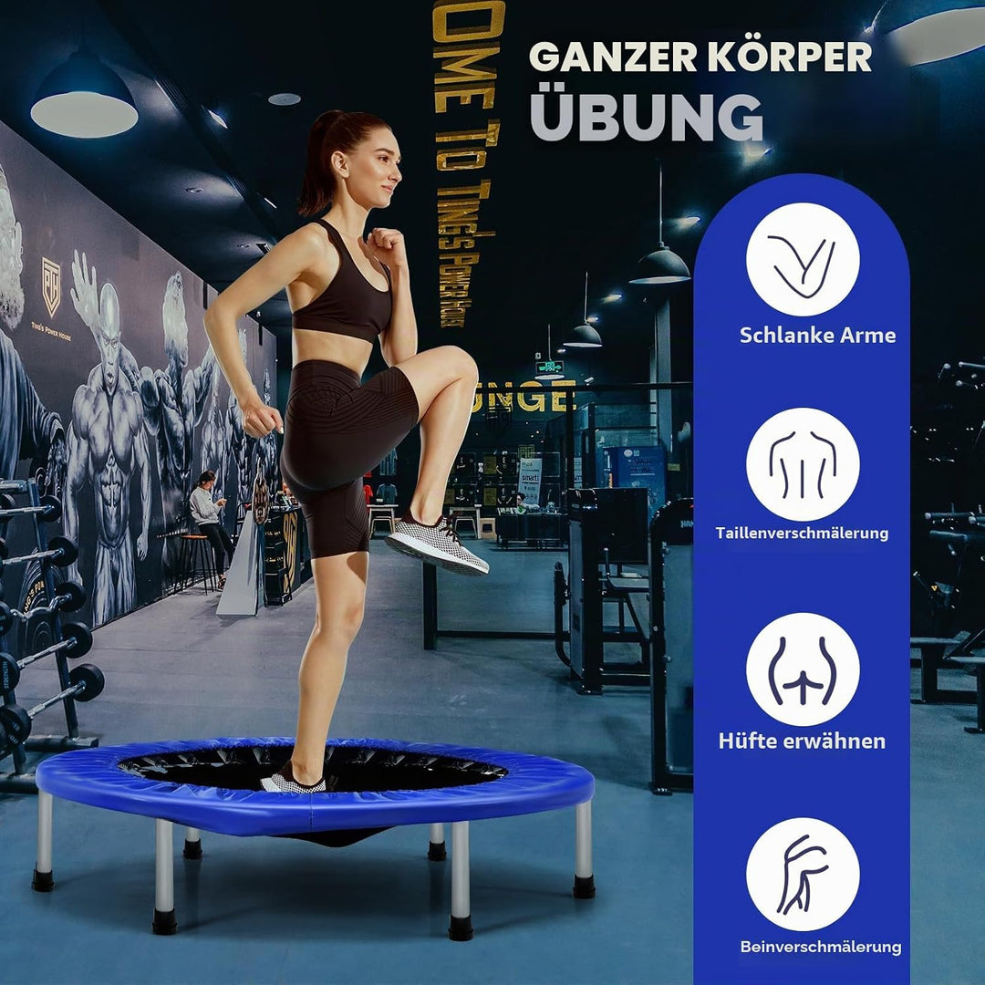 KOMFOTTEU Mini Trampolin Ø 96 cm, zusammenklappbares Fitnessbett, Kindertrampolin mit rutschfesten F
