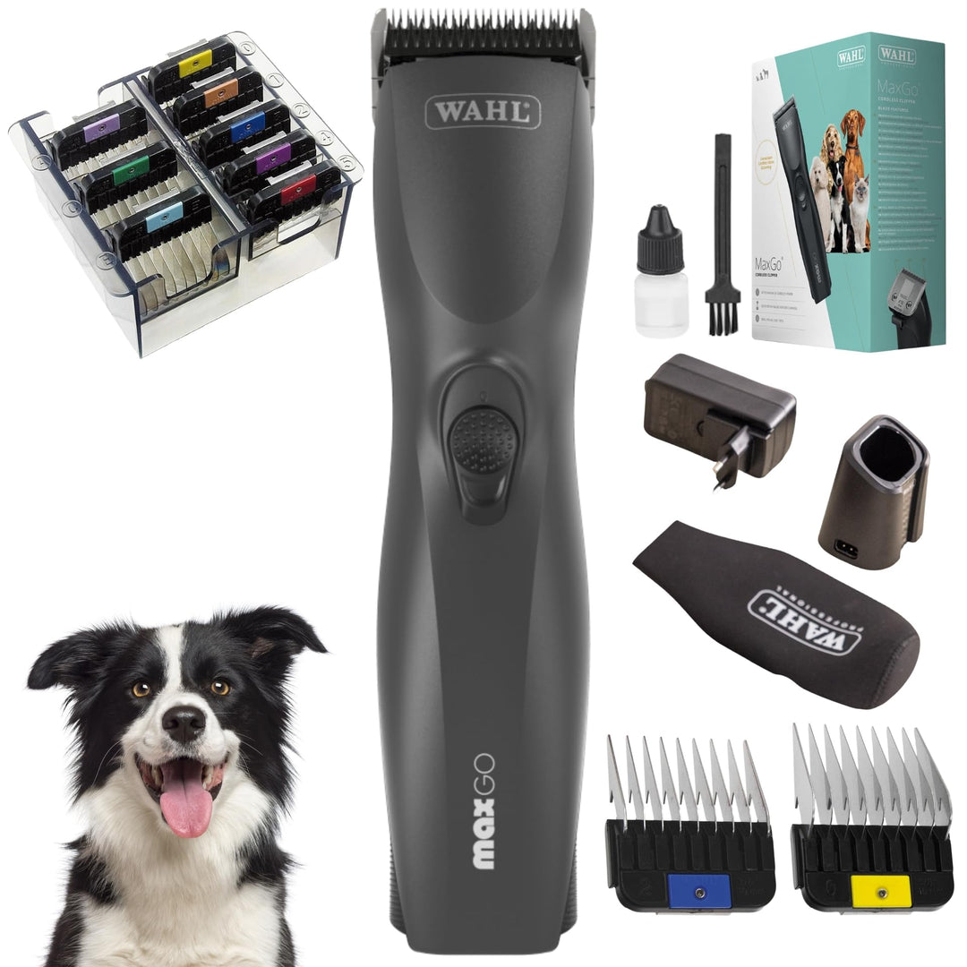 Agrarzone Edition Wahl Moser Max Go Hundeschermaschine mit Aufsteckkamm-Set - Kraftvolle Akku Scherm