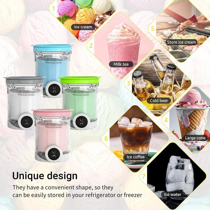 DAZZTIME Behälter für Ninja Creami Deluxe Pints,4 Stück Ersatz für Ninja Creami Deluxe Pints und Dec