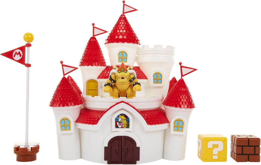 Nintendo Super Mario grosses Spielset Luxus Pilzkönigreich Schloss inkl. 1 Bowser Figur 6cm Multicol