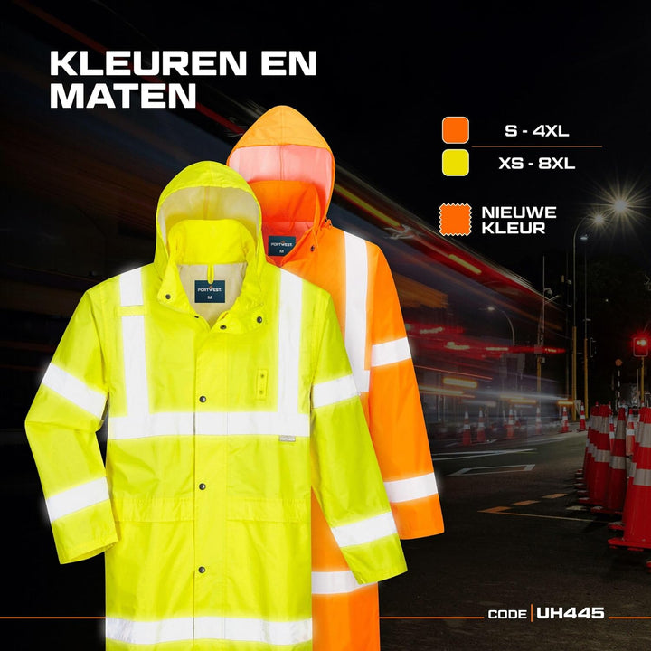 Portwest Warnschutzregenmantel Lang 122 cm, Grösse: L, Farbe: Gelb, H445YERL