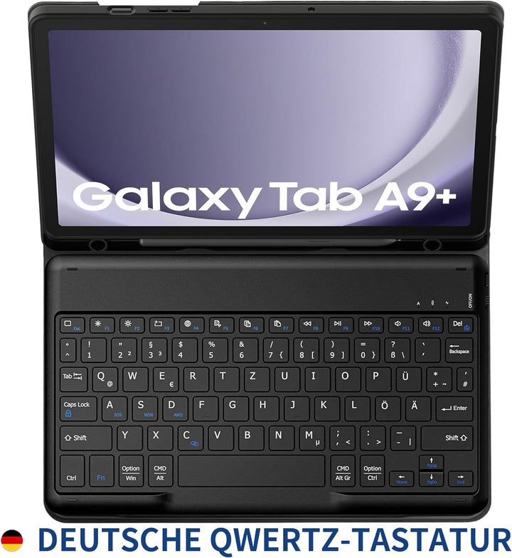 EasyAcc Tastatur Hülle Kompatibel mit Samsung Galaxy Tab А9+ 2023 11 Zoll mit Schutzfolie, [QWERTZ D