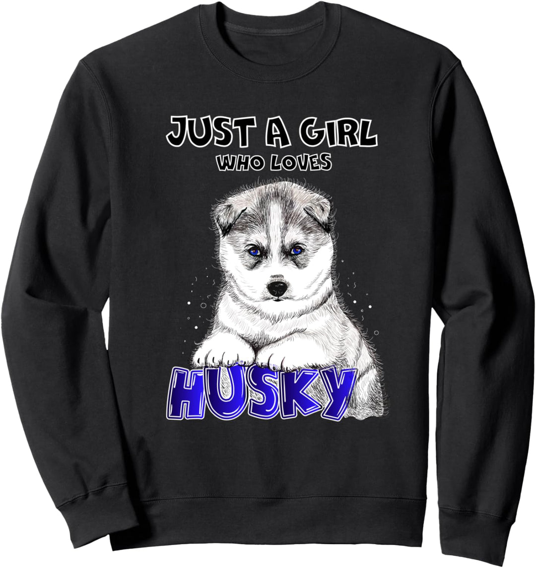 Mädchen, das Husky liebt Sweatshirt