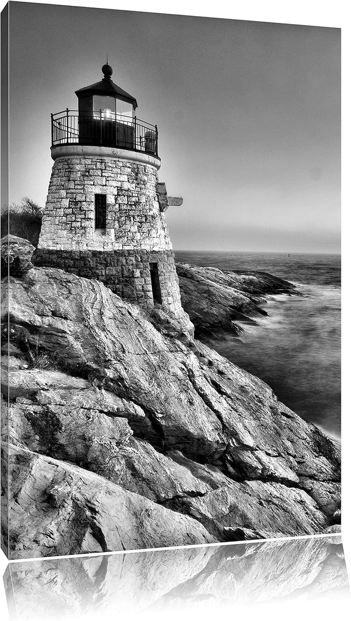 Pixxprint Kleiner Dicker Leuchtturm als Leinwandbild/Grösse: 100x70 / Wandbild/Kunstdruck/fertig bes