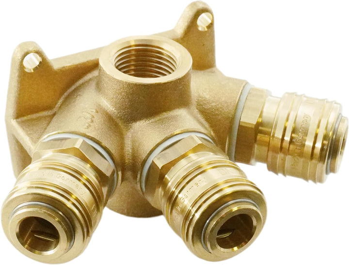 Wanddose komplett mit 3x Druckluftkupplung NW 7,2 Messing Verteiler (G 1/2" Innengewinde), G 1/2" In