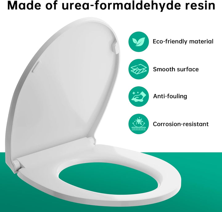 Toilettendeckel mit Absenkautomatik aus Robustem Duroplast, Umweltfreundlicher WC Sitz O-Form, Antib