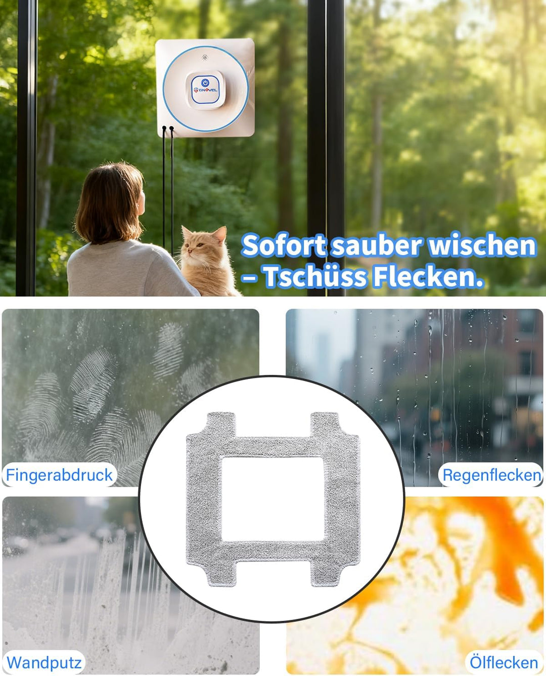 6er-Satz Ersatz-Reinigungspads für YW336 Fensterreinigungsroboter | Wiederverwendbare Mikrofasertüch
