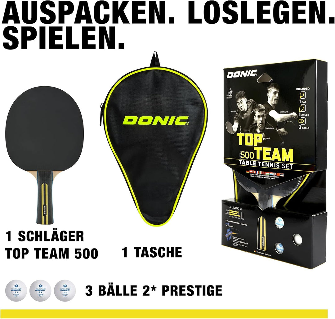 Donic-Schildkröt Tischtennis-Geschenkset Top Team 500, 1 Schläger, 3 Bälle inkl. Schlägerhülle, im B