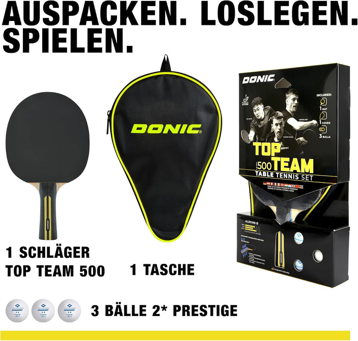 Donic-Schildkröt Tischtennis-Geschenkset Top Team 500, 1 Schläger, 3 Bälle inkl. Schlägerhülle, im B