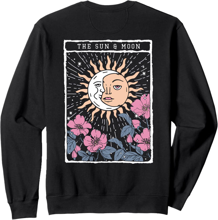 Sun & Moon Flowers Tarot Card Front & Back Sweatshirt