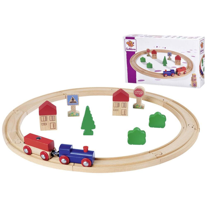 Eichhorn Schienenbahn 100006200 Kreisbahn, 20 teilig, 135 cm Streckenlänge, FSC zertifiziertes Buche