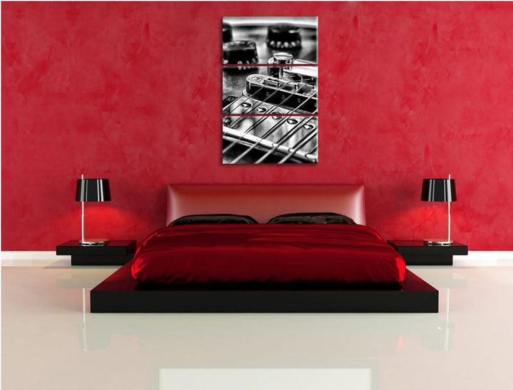 Pixxprint Black and White Guitar, Gitarre als Leinwandbild/Grösse: 3 Teilig (120x80 cm) cm/Wandbild/