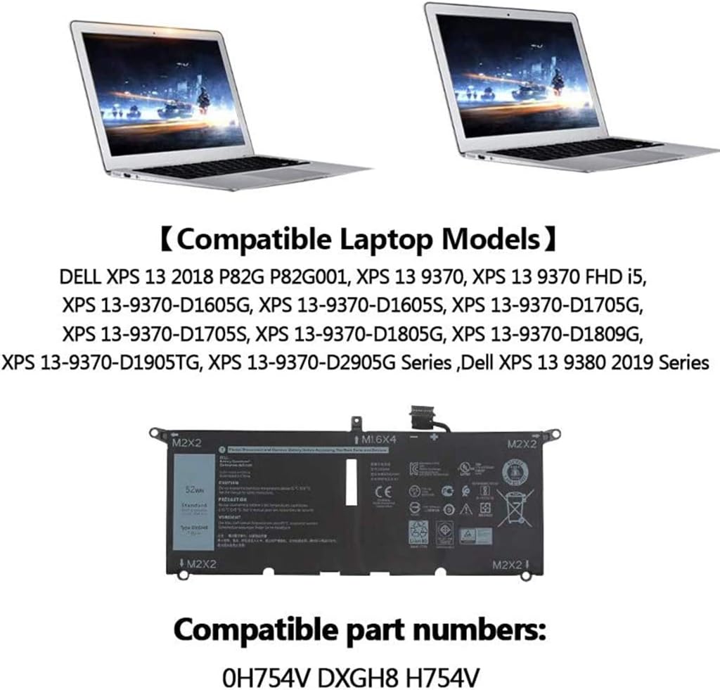 AKKEE DXGH8 Laptop Battery Compatible with Dell XPS 13 9370 9380 Inspiron 13 7390 7391 2-in-1 5390 5