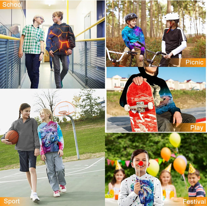 Loveternal Kinder Hoodie 3D Druck Kapuzenpullover Jungen Mädchen Langarm Pullover Mit Taschen 5-13 J